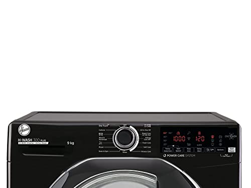 Hoover HWASH 300 H3WS 69TAMCBE-80 Freestanding Washing Machine, 9kg 1600 rpm, Smart Connectivity, Black with Chrome Door, One Size, 31011582
