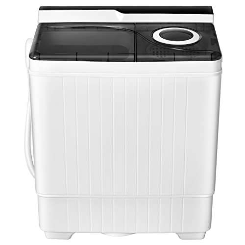 COSTWAY Twin Tub Washing Machine, 4.5KG/6KG/8KG Total Capacity Portable Laundry Washer Spin Dryer with Timing Function & Drain Pump for Apartment Dorms Camping (Grey+White, 6.5kg Washer+2kg Dryer)