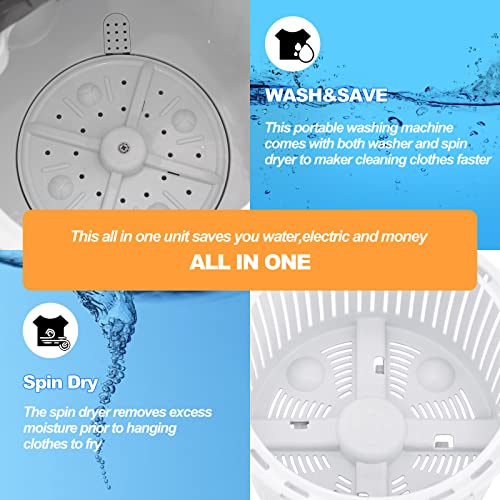 OFCASA Small Portable Washing Machine, Non Electric Washing Machine Spin Dryer, Portable Washing Machines 2 in 1, 220V Single Tub Washing Machines with Timer Control