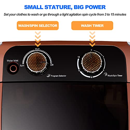 OFCASA Small Portable Washing Machine, Non Electric Washing Machine Spin Dryer, Portable Washing Machines 2 in 1, 220V Single Tub Washing Machines with Timer Control