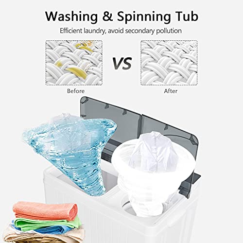 COSTWAY Twin Tub Washing Machine, 4.5KG/6KG/8KG Total Capacity Portable Laundry Washer Spin Dryer with Timing Function & Drain Pump for Apartment Dorms Camping (Grey+White, 6.5kg Washer+2kg Dryer)