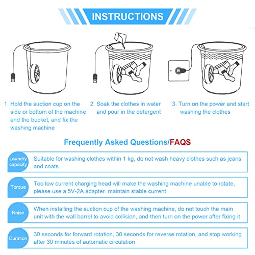 Tam88 RV01 Mini Washing Machine, Portable Washing Machines, Ultrasonic Turbine Removes Dirt Washer with USB Powered, Suitable for Home Camping Travel Business Trip RV Apartment
