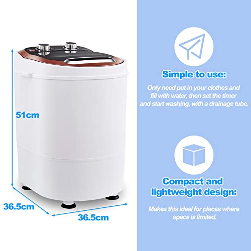 OFCASA Small Portable Washing Machine, Non Electric Washing Machine Spin Dryer, Portable Washing Machines 2 in 1, 220V Single Tub Washing Machines with Timer Control