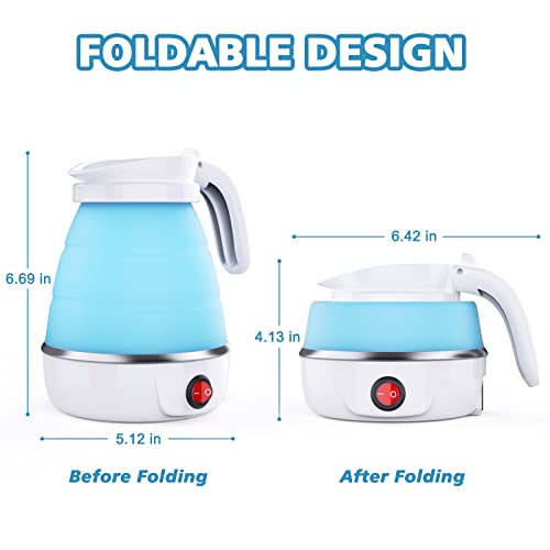 DUCHIFAD Travel Kettle, Foldable Mini Kettle for Travel, Camping Kettle Silicone Electric Water Boiler, Collapsible Kettle with Separable Power Cord Ideal for Hiking Camping and indoor