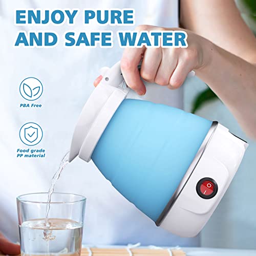 DUCHIFAD Travel Kettle, Foldable Mini Kettle for Travel, Camping Kettle Silicone Electric Water Boiler, Collapsible Kettle with Separable Power Cord Ideal for Hiking Camping and indoor