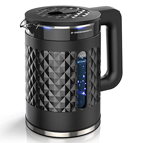 Electric Kettle, Upgraded Limescale One Wipe Clean Bottom 1.7L Glass Kettles Electric, Quiet Boil Kettle with LED Indicator, Cordless Kettle for Tea Coffee, Auto Shut-Off & Visual Window, Black