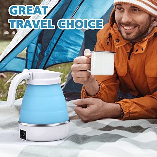 DUCHIFAD Travel Kettle, Foldable Mini Kettle for Travel, Camping Kettle Silicone Electric Water Boiler, Collapsible Kettle with Separable Power Cord Ideal for Hiking Camping and indoor