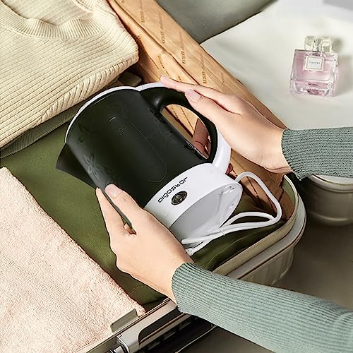 Aigostar Cooltravel 30MBA - Travel Electric Kettle, 650W, 0.6L Mini Water Pot, Auto Shut Off with Boil-Dry Protection, BPA Free, Includes 2 Cups and 2 Spoons, Black.