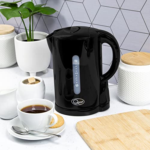 Quest 35039 1 Litre Kettle | Compact Design | Spout Filter | Water Level Indicator | BPA Free | Black