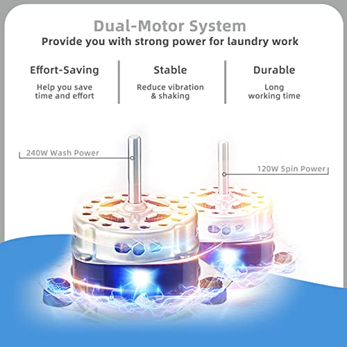 COSTWAY Twin Tub Washing Machine, 5.6KG Total Capacity Portable Laundry Washer and Spin Dryer with Timer Control & Drain Pump for Apartment Dorms Camping, 3.6KG Washer 2KG Drying (White+grey)