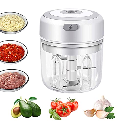 Electric Mini Garlic Chopper,Portable Mini Mincer Electric Food Processor, 250ml Mini Baby Food Maker Presses for Chili Onion Meat Spices Chopper Blender Machine