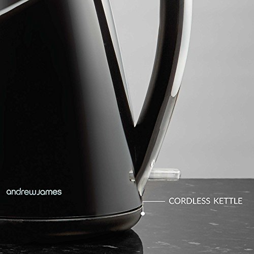 Andrew James 3000W Apollo Fast Boil Kettle Energy Efficient with Cordless 1.7L Jug Kettle and 360˚ Swivel Base (Black)