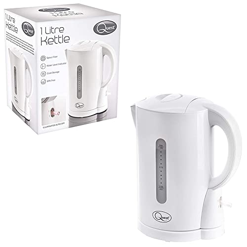 Quest 36039 1 Litre Kettle / Compact Design / Spout Filter / Water Level Indicator / BPA Free / White Colour