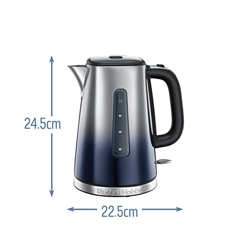 Russell Hobbs 25111 Eclipse Polished Stainless Steel and Midnight Blue Ombre Electric Kettle, 3000 W, 1.7 Litre