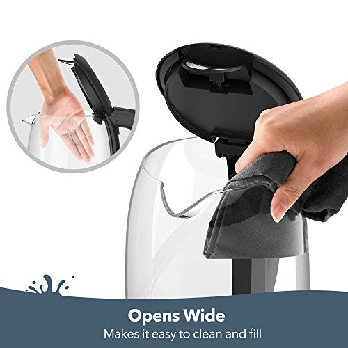 Electric Kettle, 1.7L Glass Water Kettle with Blue LED Indicator Light, BPA-Free Electric Tea Kettle with Boil-Dry Protection and Auto Shut-Off, Fast Boiling