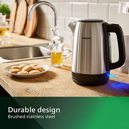 Philips Domestic Appliances Electric Kettle - 1.7L Capacity with Spring Lid and Indicator Light, Stainless Steel, Pirouette Base (HD9350/92), Silver