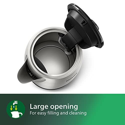 Philips Domestic Appliances Electric Kettle - 1.7L Capacity with Spring Lid and Indicator Light, Stainless Steel, Pirouette Base (HD9350/92), Silver