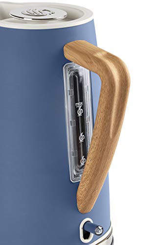 Swan Nordic Jug Kettle, 1.7 Litre, Blue, Rapid Boil, Wood Effect Handle, Scandi Design, Soft Touch Housing and Matte Finish, 3KW, SK14610BLUN