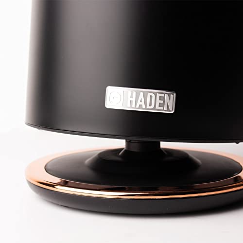 Haden Heritage Electric Black Kettle - Fast Boil 3KW Element, Energy-Saving Design, Auto Shut-Off & Dry Boil Protection - Stainless Steel Kettle - Stylish & Efficient Retro Kettle