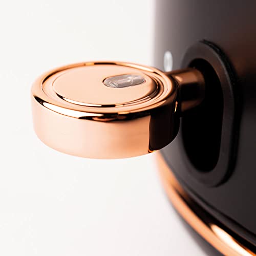 Haden Heritage Electric Black Kettle - Fast Boil 3KW Element, Energy-Saving Design, Auto Shut-Off & Dry Boil Protection - Stainless Steel Kettle - Stylish & Efficient Retro Kettle