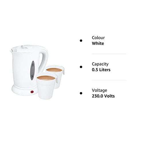 Compact 0.5 Litre Dual Voltage Electric Travel Kettle with Two Cups