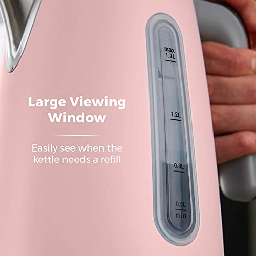 Tower T10066PNK Cavaletto Jug Kettle with 360° Swivel Base, 1.7L, 3KW, Marshmallow Pink and Rose Gold