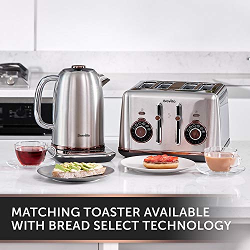 Breville Temperature Select Electric Kettle | 1.7 L | 3kW Fast Boil | Smart Digital Controls | Brushed Nickel (Silver/Grey), [VKT159]