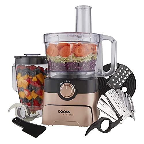 Cooks Professional Food Processor Blender Multifunctional Kitchen Chopper, Includes Accessory Drawer 1000W Rose Gold/Black…