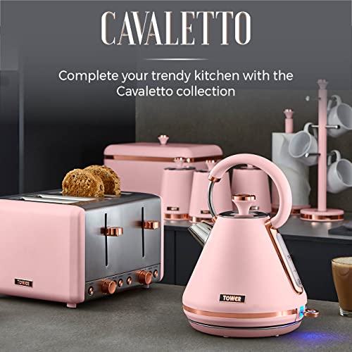 Tower T10066PNK Cavaletto Jug Kettle with 360° Swivel Base, 1.7L, 3KW, Marshmallow Pink and Rose Gold