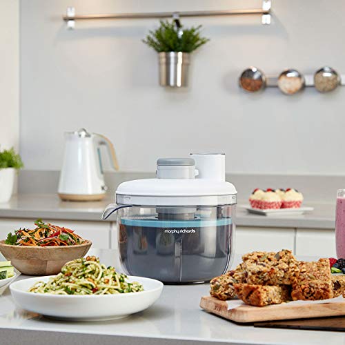 Morphy Richards 401012 Prepstar Food Processor for Innovative Meal Prep with All in One Easy Storage Solution, BPA Free Mixing Bowl, 350 W, White