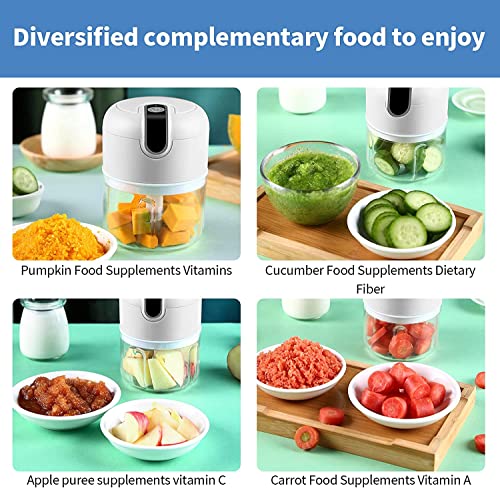 Cordless Rechargeable Electric Food Vegetable Chopper Cutter Mini 250ML,Onion Veg Chopper Garlic Press Crusher, Portable Small Food Processor for Nuts, Meat，White