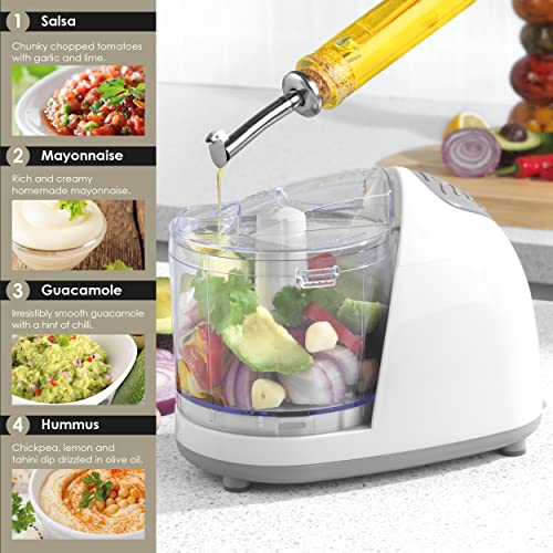 Salter EK2182 Electric 350ml Mini Kitchen Food Processor, 150W, Fruit & Vegetable Chopper With Seasoning Chute, Nut Crusher, Meat Grinder, One Touch Food Preparation, Twin Stainless Steel Blade