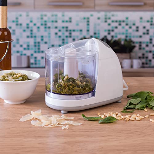 Salter EK2182 Electric 350ml Mini Kitchen Food Processor, 150W, Fruit & Vegetable Chopper With Seasoning Chute, Nut Crusher, Meat Grinder, One Touch Food Preparation, Twin Stainless Steel Blade