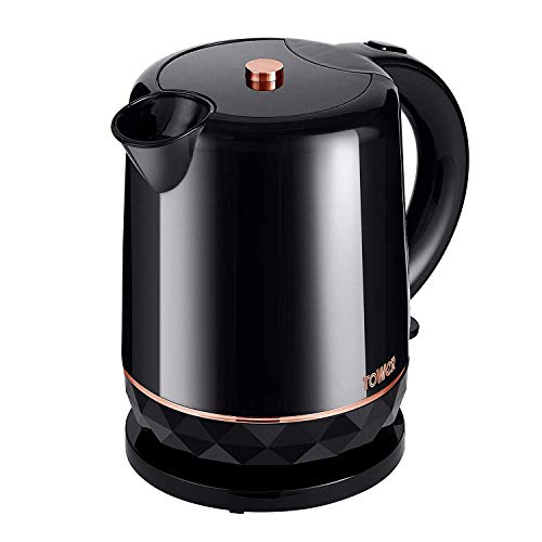 Tower T10038B Cordless Jug Kettle with Boil Dry Protection, Automatic Switch Off, 360 Degree Swivel Base, 1.5 Litre, 2200 W, Black and Rose Gold