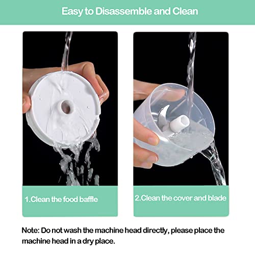 FIOUSY Mini Food Chopper, 100ML+250ML, Wireless Portable Electric Garlic Chopper, USB Charging, Easy to Clean, Food Processor for Baby Food/Peppers/Onions/Garlic/Vegetable/Chili/Meat/Nuts(White)