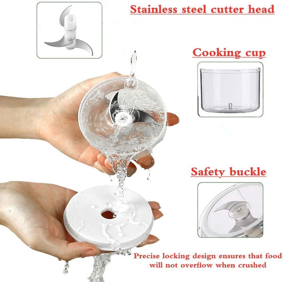 Cordless Rechargeable Electric Food Vegetable Chopper Cutter Mini 250ML,Onion Veg Chopper Garlic Press Crusher, Portable Small Food Processor for Nuts, Meat，White