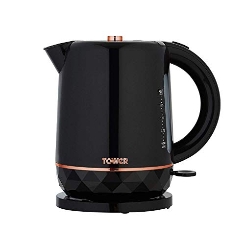Tower T10038B Cordless Jug Kettle with Boil Dry Protection, Automatic Switch Off, 360 Degree Swivel Base, 1.5 Litre, 2200 W, Black and Rose Gold
