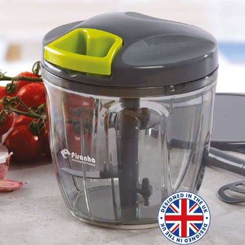 PIRANHA Pull & Chop (JUMBO) Food Processor, Multi-Function Manual Food Processors & Hand Chopper/Mixer/Blender (9OOml)