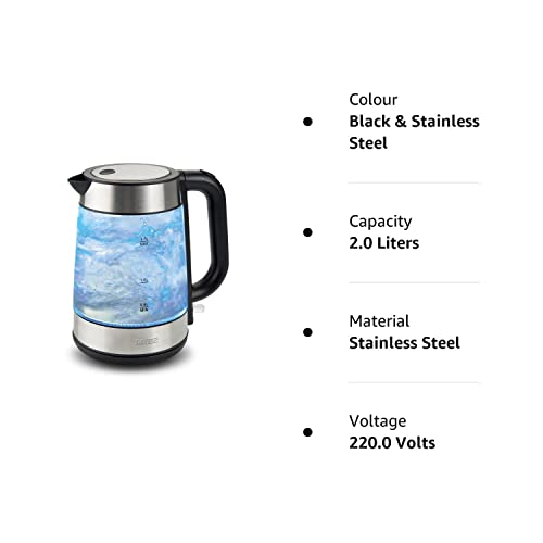 t4tec electronics uk ltd T4tec TT - KT625UK Glass Fast Boil Cordless Kettle - Black and Stainless Steel, Black & Stainless Steel