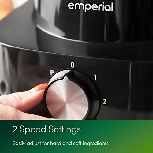 Emperial 1000W Food Processor and Blender - 3.5L Bowl, 1.8L Jug - Multifunctional 8in1 Chopper, Mixer with Dough Blade, Spatula, Shredder, Grater & Slicer - Features 2 Speeds + Pulse Control