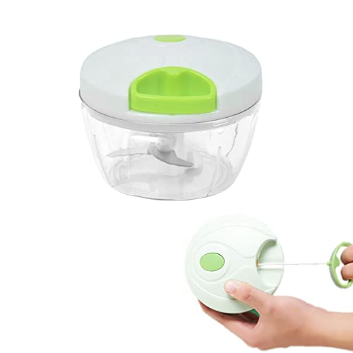 DKDDSSS Manual Food Chopper, Manual Food Processor Vegetable Chopper, Hand Chopper Manual, Kitchen Mini Pull String Food Chopper for Fruits, Onions, Meat, Purees, 500ml