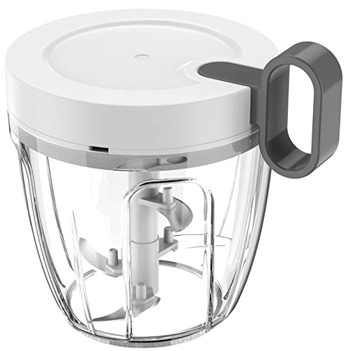 Onion Chopper Manual Food Chopper and Processors, 900ml, Rotary Onion Dicer Chopper with 5 Blades, Vegetable Chopper Salad Chopper