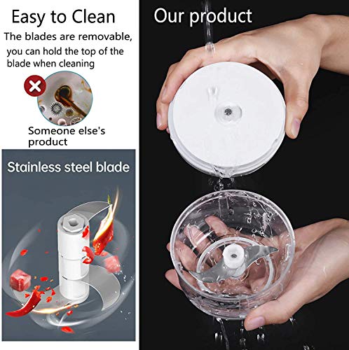 VOUM Mini Food Chopper Electric - Kitchen Food Processor and Blender, USB Charging Portable Vegetable Fruit Meat Garlic Onion Ginger Chopper with 3 Sharp Blades Grinder,Kitchen Gadget (white-250ml)
