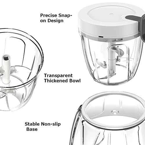 Onion Chopper Manual Food Chopper and Processors, 900ml, Rotary Onion Dicer Chopper with 5 Blades, Vegetable Chopper Salad Chopper