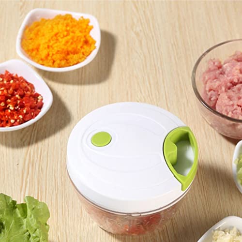 DKDDSSS Manual Food Chopper, Manual Food Processor Vegetable Chopper, Hand Chopper Manual, Kitchen Mini Pull String Food Chopper for Fruits, Onions, Meat, Purees, 500ml
