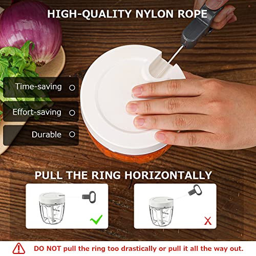 Onion Chopper Manual Food Chopper and Processors, 900ml, Rotary Onion Dicer Chopper with 5 Blades, Vegetable Chopper Salad Chopper