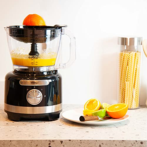 Venga! 8-in-1 Food Processor, 3 L Bowl, 1.75 L Blender, 2 Speed Settings, Pulse Setting, 1000 W, Black/Silver, VG HA 3001 BS
