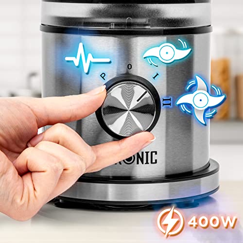 Duronic 2-in-1 Mini Food Processor and Chopper MFP400, Small Food Processor with Grater, Electric Chopper, Chops and Blends, 400W, 500ml