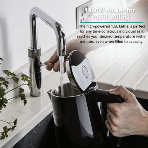 Swan Alexa Smart Kettle, Amazon Exclusive, LED Touch Display, Keep Warm Function, Stainless Steel Insulated Wall, 1800W, Black, SK14650BLKN