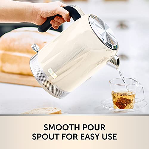 Breville High Gloss Electric Kettle | 1.7 Litre | 3kW Fast Boil | Cream, Plastic [VKT153]